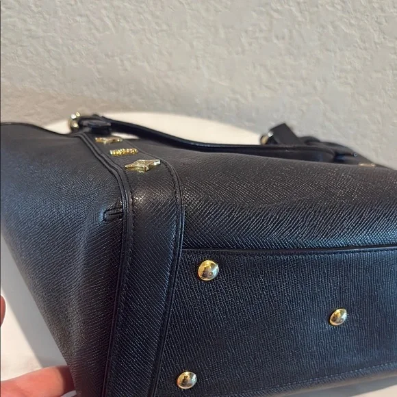 MCM Black Zip Tote with Gold Studs - Picture 7 of 13